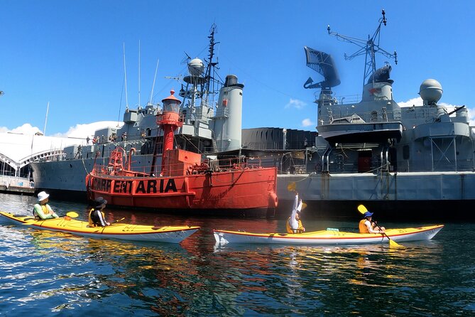 Darling Harbour Explorer - Sea Kayaking Tour - HMAS Krait stories, HMB Endeavour, James Craig, and the Duyfken moment