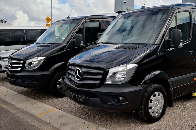 Private Transfer FROM Sydney CBD to Sydney Airport 1 to 5 people - Comfort in a Mercedes minivan, not a cramped scramble