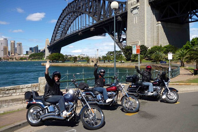 The 3 Bridges Harley Tour - see the main iconic bridges of Sydney on a Harley - Helmets, jackets, safety talk, and the 95kg rule for passenger setups
